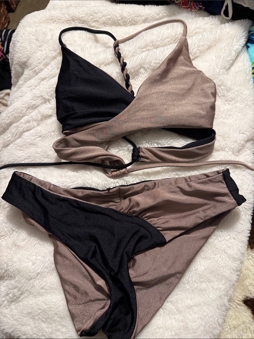 Isabella Rose Reversible Black And Taupe Two-Tone Bikini - Women